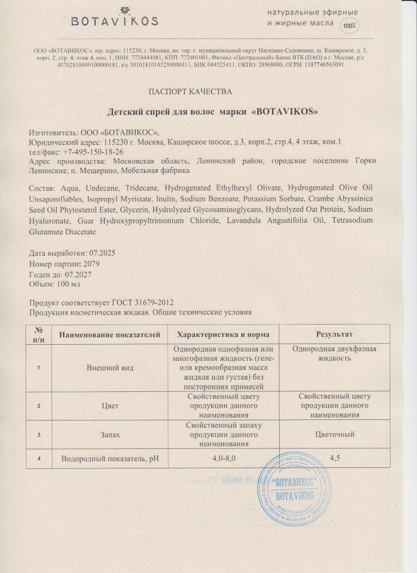 Паспорт №072025